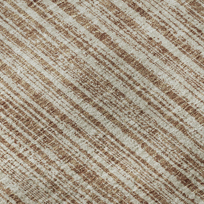 10' X 14' Striped Washable Area Rug With UV Protection - Rust And Beige