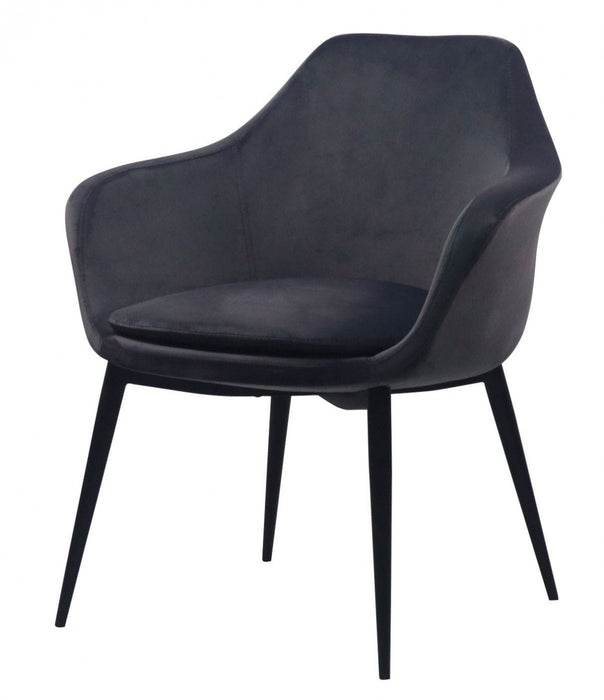 Upholstered Velvet Dining Room Arm Chair - Gray