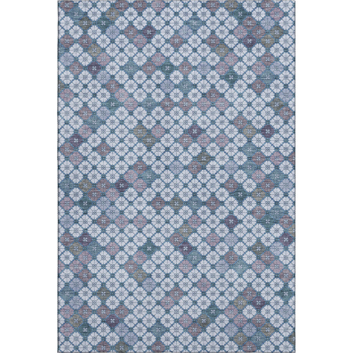 10' X 14' Geometric Washable Area Rug With UV Protection (705323) - Sky Blue / Teal / Lavender