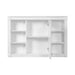 White Giga wall-mounted bathroom medicine cabinet with mirror, 6 open shelves, and adjustable interior for organized storage.