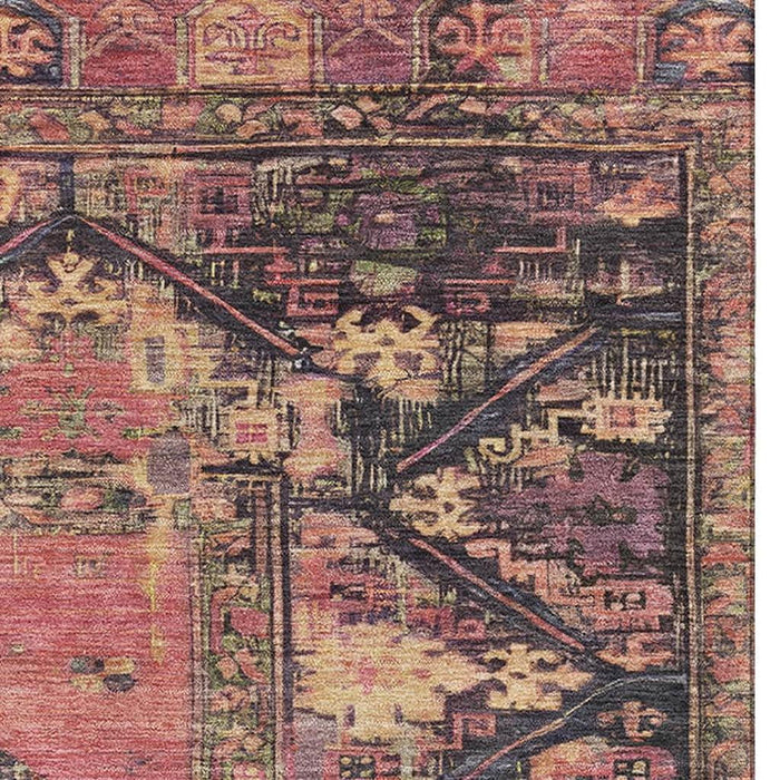 10' X 14' Oriental Washable Area Rug With UV Protection (699334) - Salmon / Charcoal