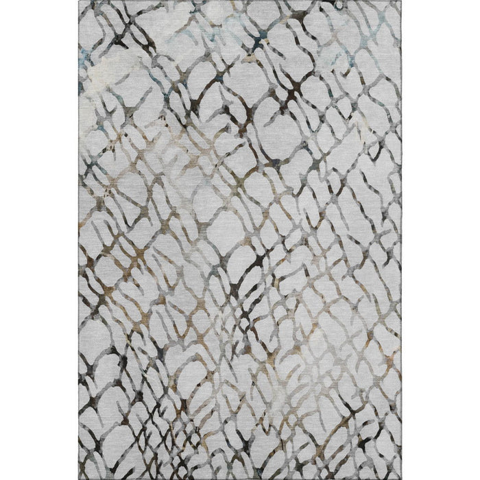 8' X 10' Abstract Washable Area Rug With UV Protection (651128) - Silver / Gray / Brown