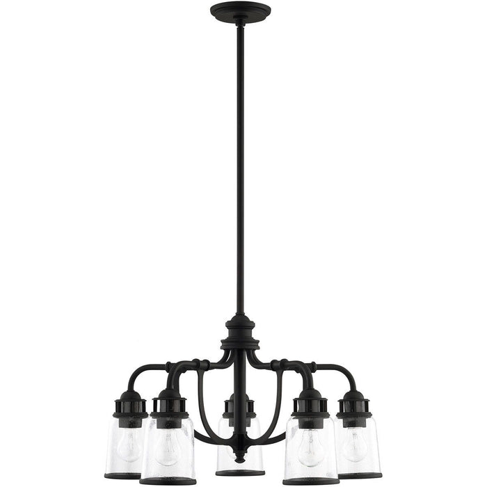 21" Five Light Dimmable Chandelier With Shades - Black