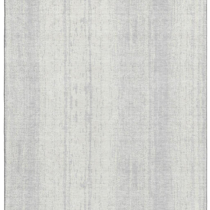 10' X 14' Striped Washable Area Rug With UV Protection (668367) - Silver / Ivory