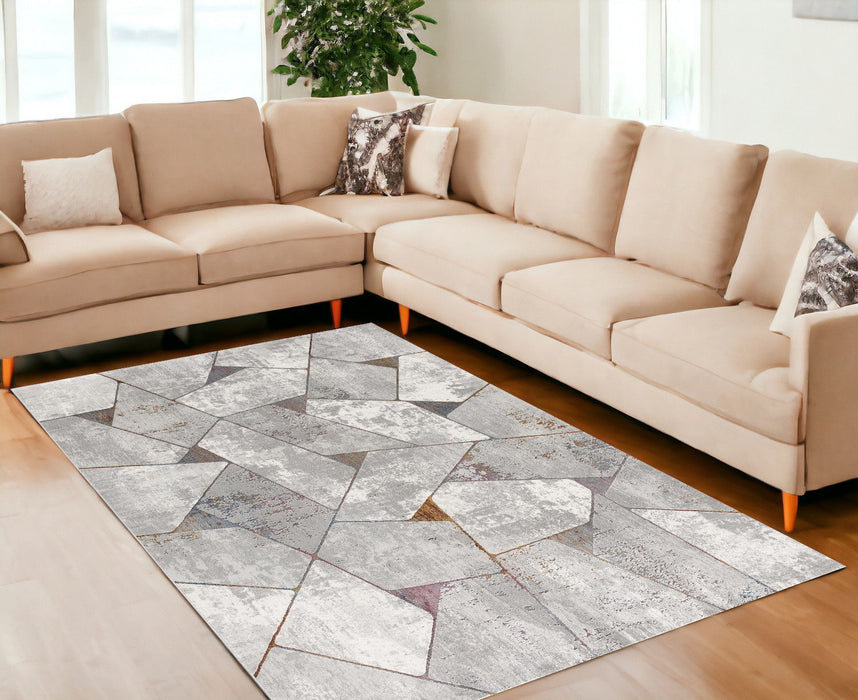 7' x 10' Geometric Area Rug - Gray