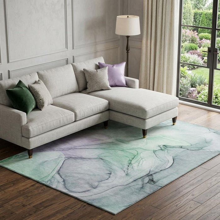 8' X 10' Abstract Washable Area Rug With UV Protection (646612) - Blue / Green