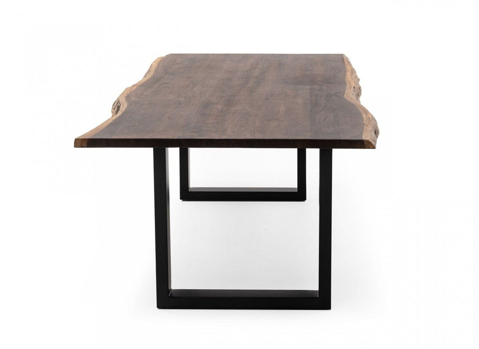 102" Solid Wood And Metal Sled Base Dining Table - Brown / Black