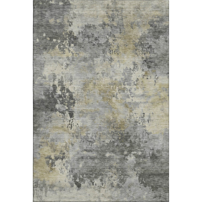 10' X 14' Abstract Washable Area Rug With UV Protection (717146) - Pewter / Charcoal