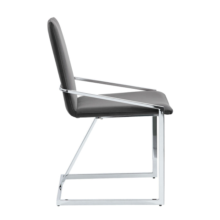 Upholstered Velvet Metal Dining Side Chairs (Set of 2) - Gray