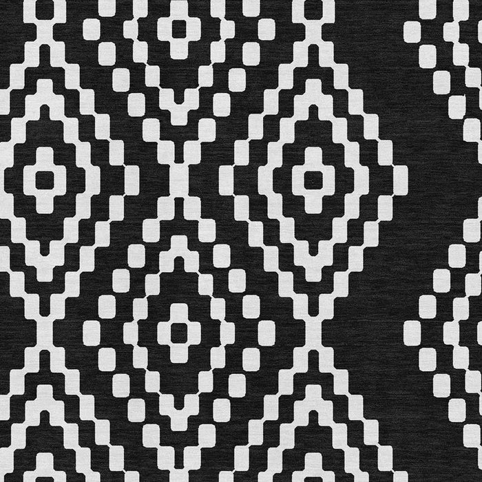 10' X 14' Geometric Washable Area Rug With UV Protection (670784) - Black / Ivory
