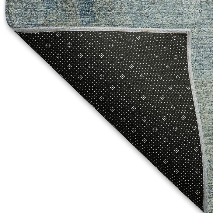 8' Abstract Washable Round Rug With UV Protection - Taupe / Ivory