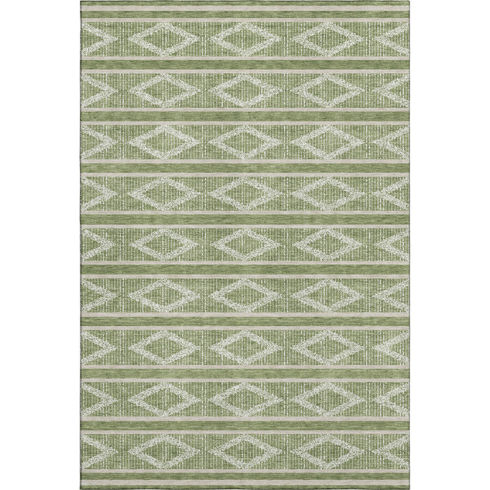 10' X 14' Geometric Washable Area Rug With UV Protection (680771) - Green / Beige