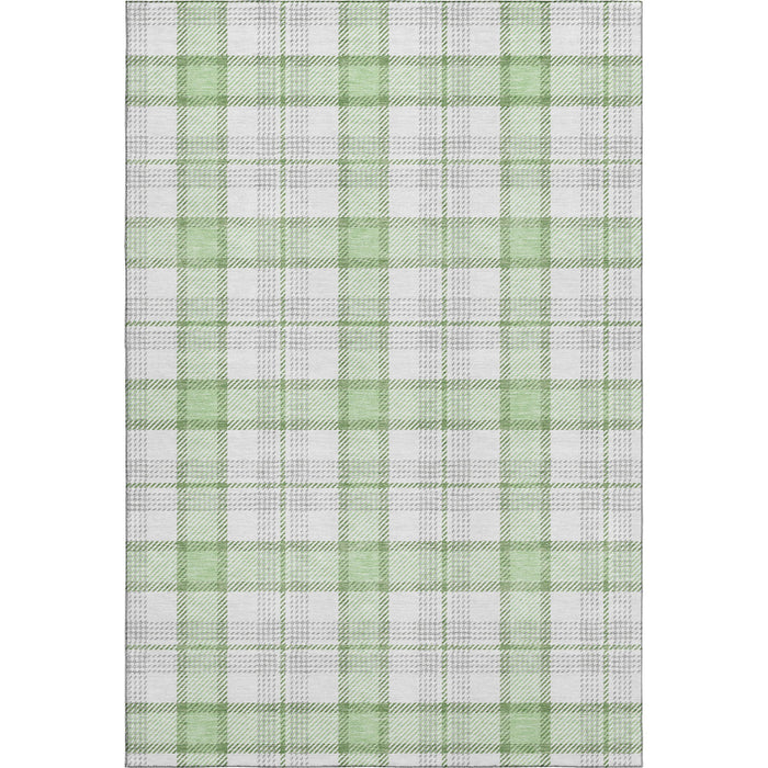 10' X 14' Plaid Washable Area Rug With UV Protection (682493) - Mint Green / Ivory / Gray