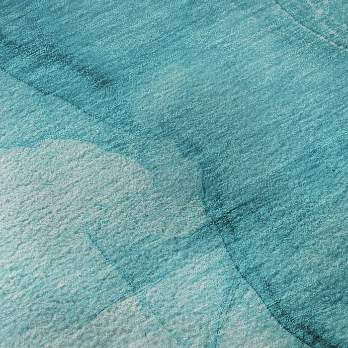 5' X 8' Abstract Washable Area Rug With UV Protection (646884) - Teal / Ivory