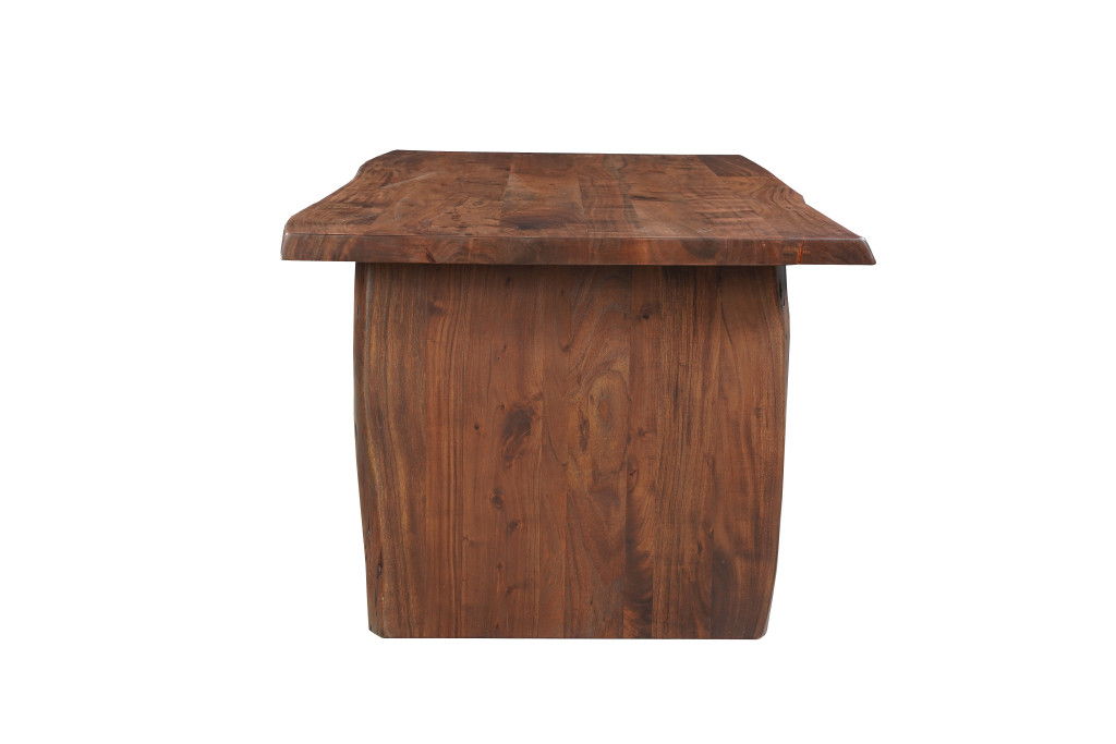 72" Solid Wood Live Edge Sled Base Dining Table - Brown