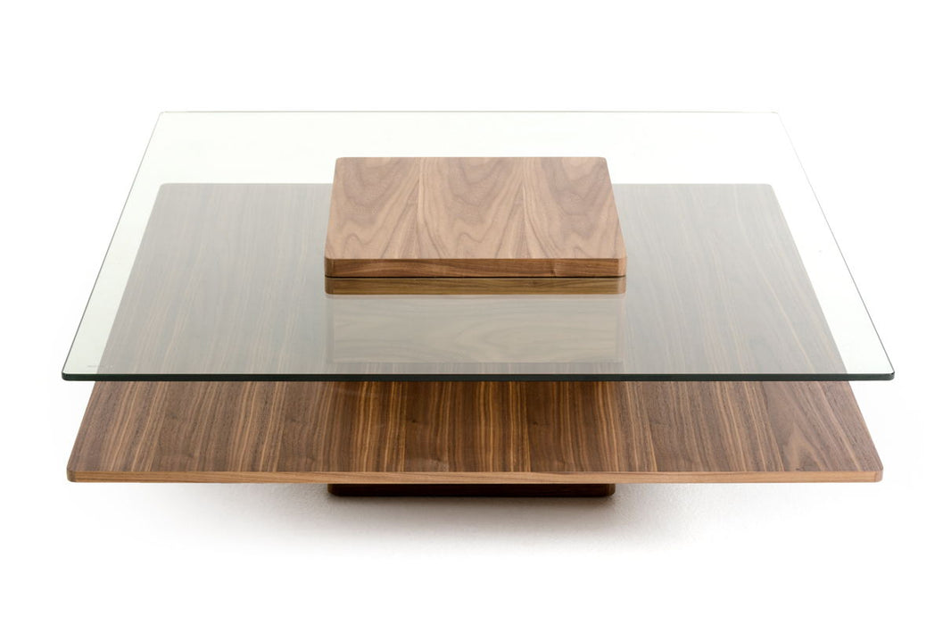 Glass Coffee Table With Shelf - Clear And Brown
