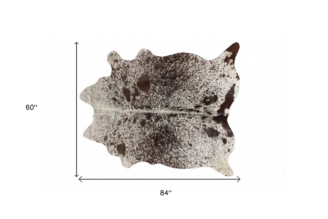 60" x 84" Chocolate Cowhide Rug - White