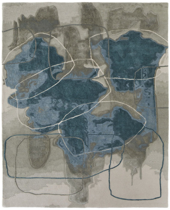 9' x 12' Abstract Hand Tufted Area Rug - Gray And Blue