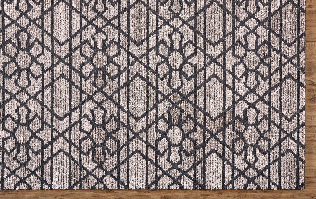 8' x 10' Wool Paisley Hand Tufted Area Rug - Black And Taupe