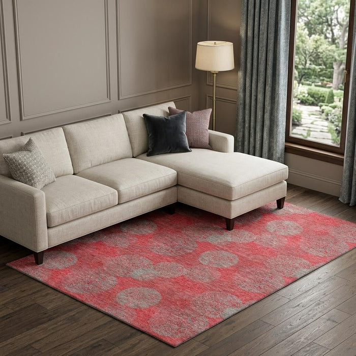 10' X 14' Abstract Washable Area Rug With UV Protection (677201) - Red / Gray / Silver
