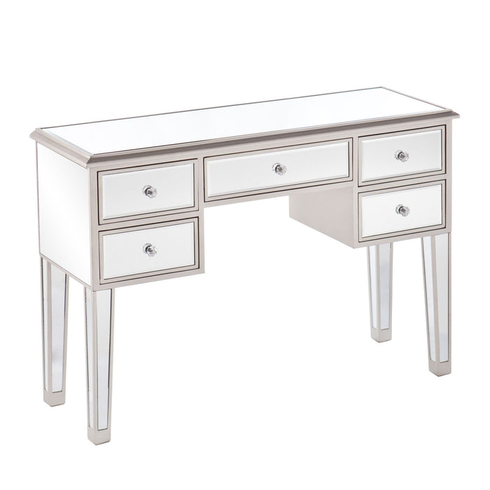 43" Mirrored Glass Console Table Drawers - Silver