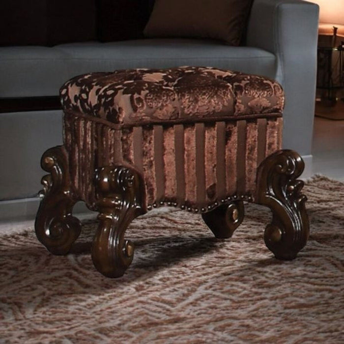 Fabric Vanity Stool - Cherry Oak