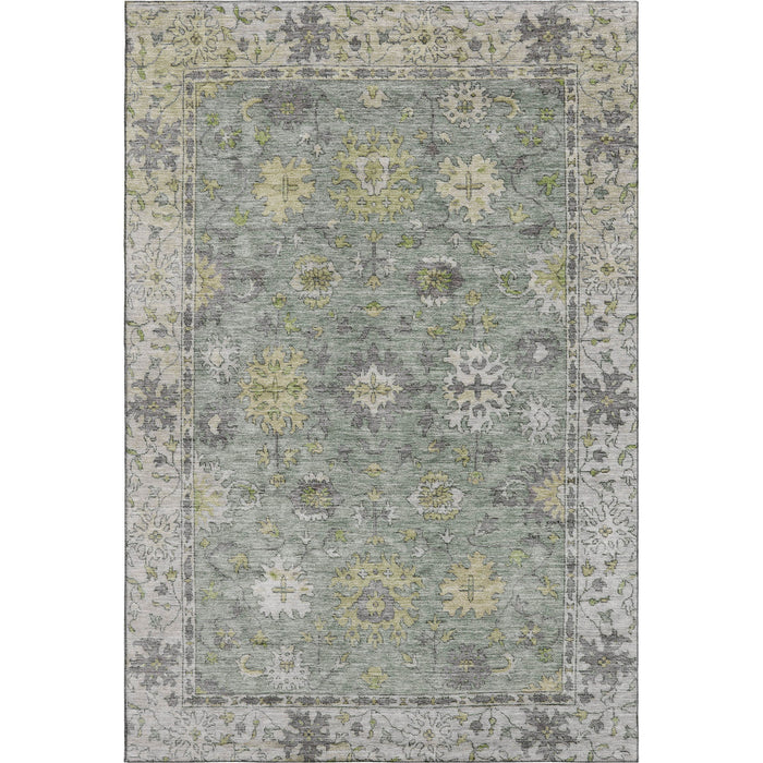 10' X 14' Oriental Washable Area Rug With UV Protection (716587) - Sage / Gray