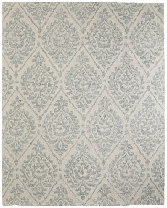 12' X 15' Floral Hand Tufted Area Rug - Ivory And Gray
