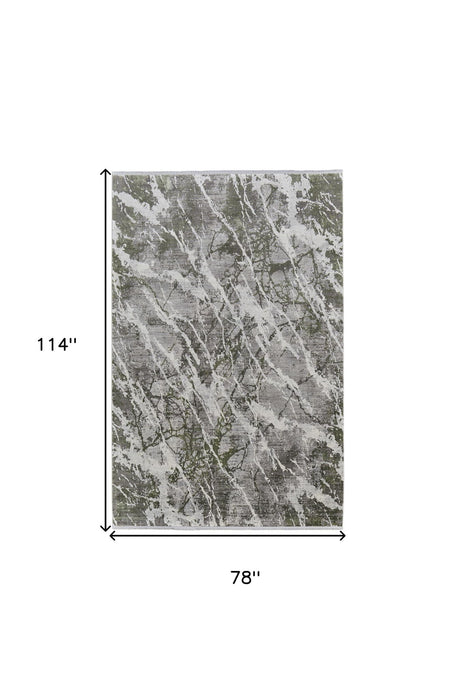 7' X 10' Bohemian Abstract Viscose Power Loom Area Rug With Fringe - Taupe And Gray