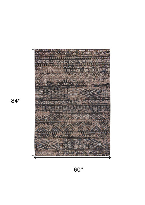 6' x 8' Oriental Non Skid Area Rug - Gray And Beige