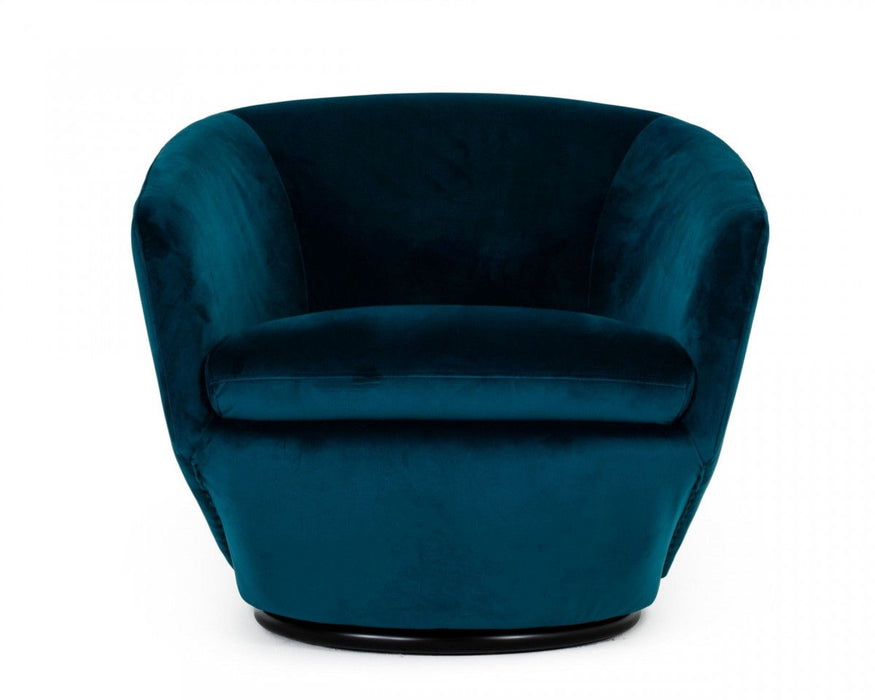 Velvet Solid Color Barrel Chair - Dark Teal And Black