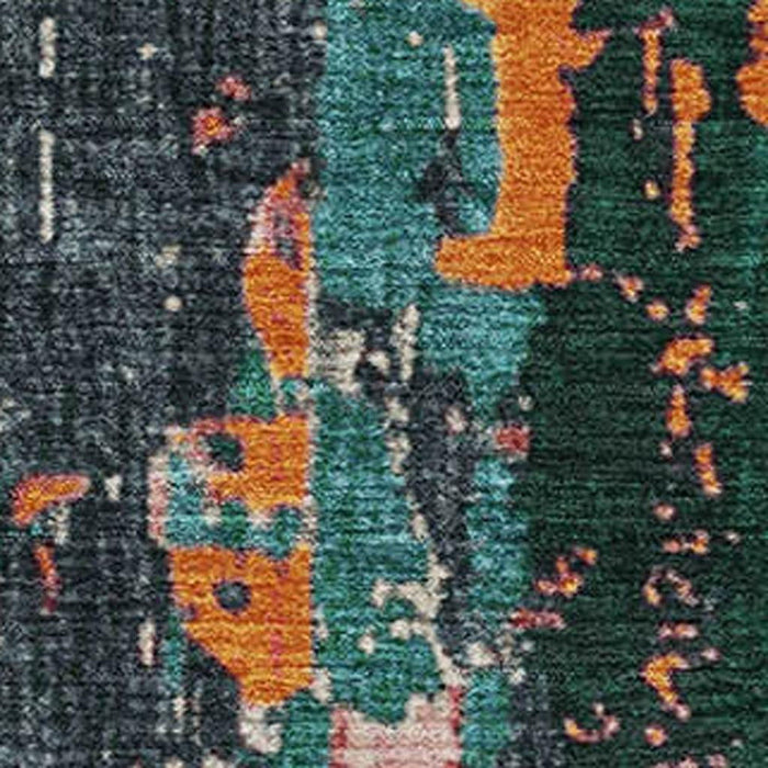 10' X 14' Abstract Washable Area Rug With UV Protection (706241) - Teal / Orange / Pink