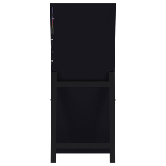 Windrose 28 x 67-inch tempered LED standing mirror in black by CoasterEveryday