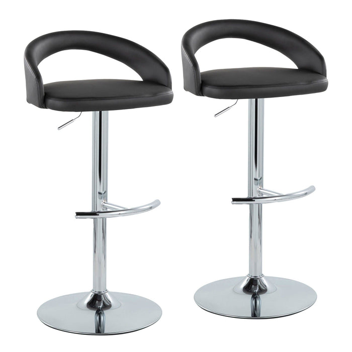 Grotto - Upholstered Adjustable Barstool - Chrome Metal Base