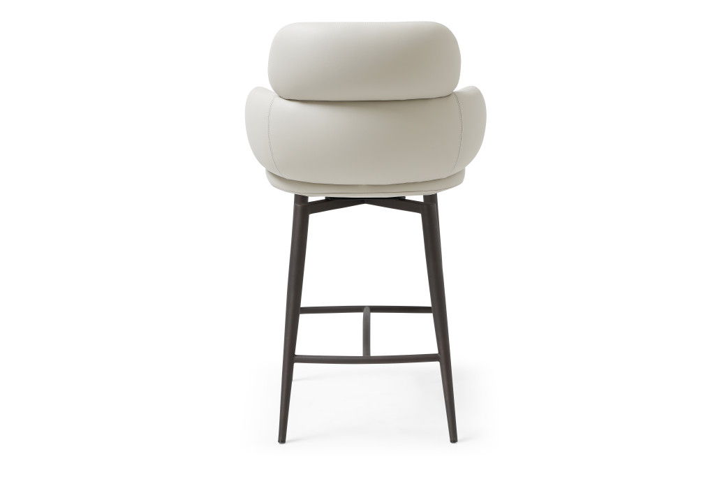 Faux Leather Counter Height Swivel Bar Chair - Gray