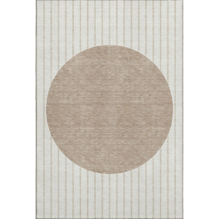 10' X 14' Striped Washable Area Rug With UV Protection (678299) - Ivory / Beige / Taupe