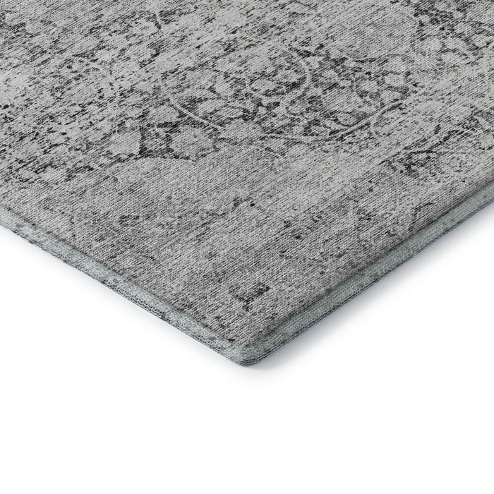 10' X 14' Medallion Washable Area Rug With UV Protection (686771) - Gray / Silver