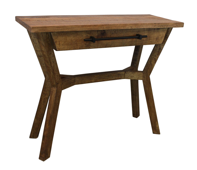 Solid Wood Distressed A Frame Console Table And Drawers - Natural