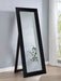 Cadence tempered glass full-length standing mirror in black oak by CoasterEveryday