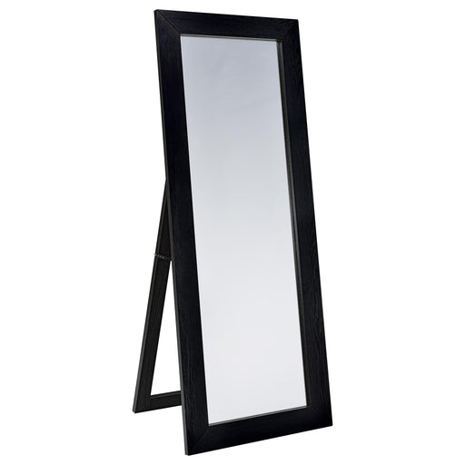 Cadence tempered glass full-length standing mirror in black oak by CoasterEveryday