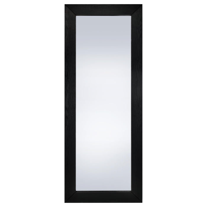 Cadence tempered glass full-length standing mirror in black oak by CoasterEveryday