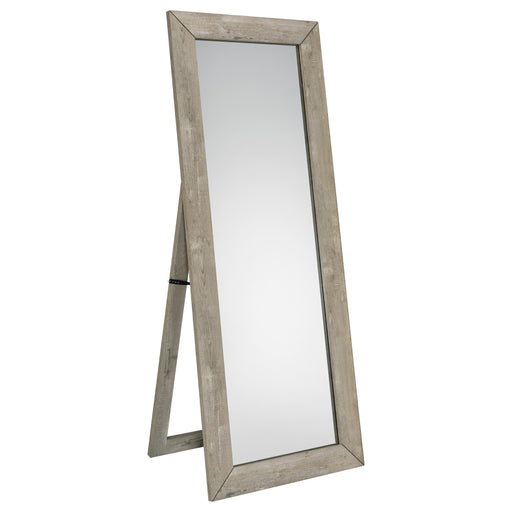 Cadence tempered glass full-length mirror in grey washed oak by CoasterEveryday