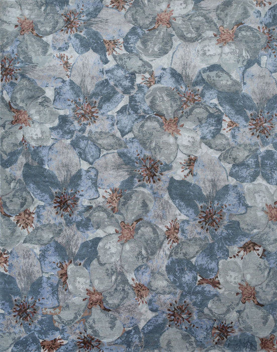 10' X 8' Abstract Hand Knotted Area Rug Genuine Wool Material - Blue
