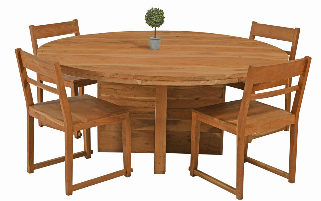 Solid Wood Pedestal Base Round Top Dining Table (488703) - Natural