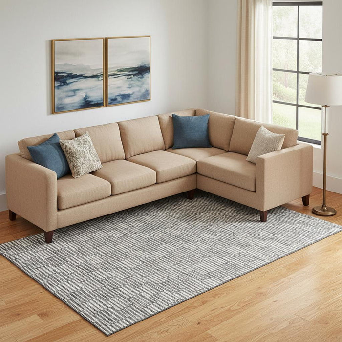 10' X 14' Abstract Geometric Washable Area Rug With UV Protection (672977) - Gray / Ivory
