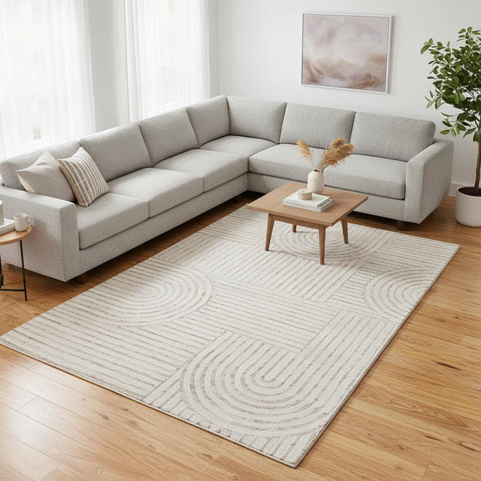 9' X 12' Abstract Area Rug (619351) - Cream / Beige