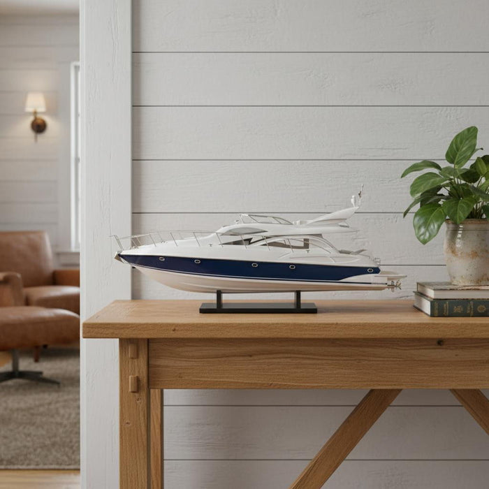 Hand Painted Model Boat (624225) - White / Blue