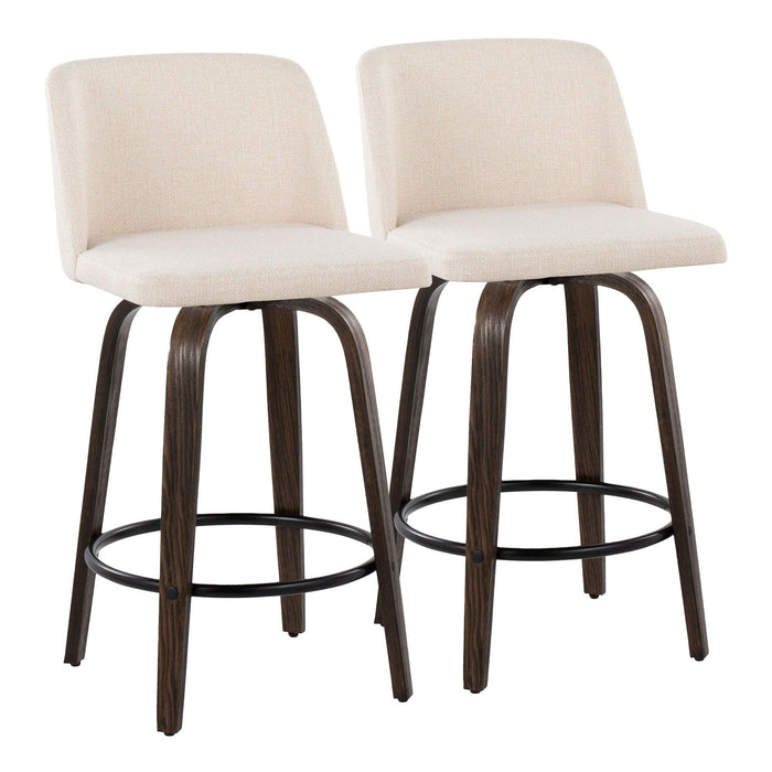 Toriano - 26" Fixed-Height Counter Stool (Set of 2) - Cream Noise And Black