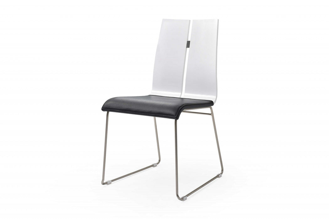 Upholstered Faux Leather Dining Side Chairs (Set of 2) - Black / White