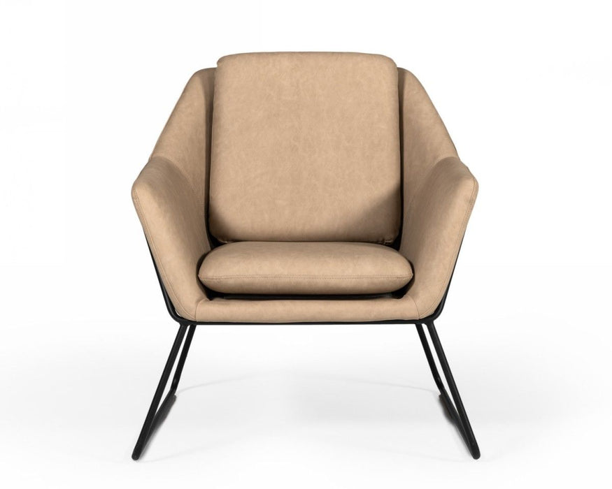 Industrial Faux Leather Accent Chair - Taupe And Black